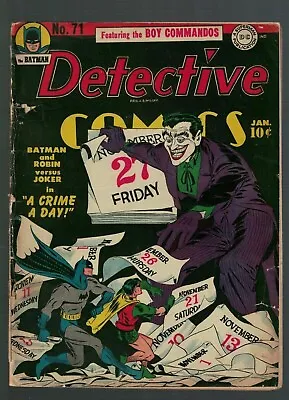 Buy DC Detective Comics Batman 71 G/G- 2.0 Golden Age 1st Boy Commando Joker Classic • 1,299.99£