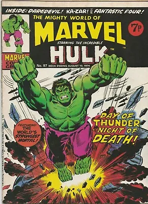 Buy MIGHTY WORLD OF MARVEL COMIC UK #97 1974 Aug Hulk Daredevil Ka-zar • 4£