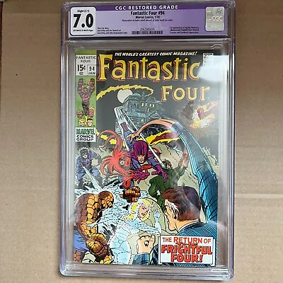 Buy Fantastic Four #94 CGC 7.0 1970 1st App Agatha Harkness Kirby Lee • 100.53£