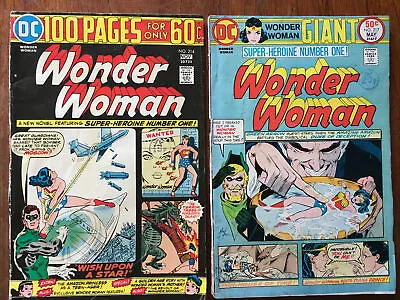 Buy 2 X Rare Vintage Wonder Woman DC Comics 1974 (#214) & 1975 (#217) COMPLETE • 10£