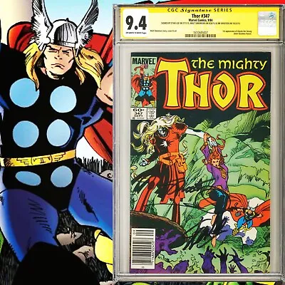 Buy CGC 9.4 SS Thor #347 Newsstand Signed Lee, Simonson & Shooter 1st Algrim (Kurse) • 839.50£