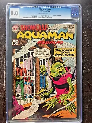 Buy SHOWCASE #33 CGC VF 8.0; OW-W; Aquaman By Cardy! • 439.74£
