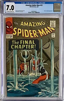 Buy Amazing Spider-man #33 - Cgc F/vf- (7.0) - Curt Conners App (cents)  Ow/w Pages • 549£