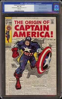 Buy Captain America # 109 CGC 7.5 White (Marvel, 1969) Classic Kirby Cover, Origin • 179.89£