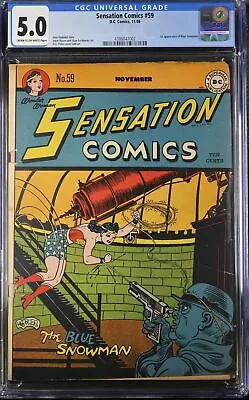 Buy Sensation Comics #59 - D.C. Comics 1946 CGC 5.0 1st Appearance Of Blue Snowman. • 319.38£
