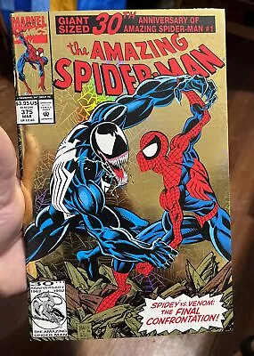Buy Amazing Spider-Man #375 Venom Gold Holo Foil Cover 1st Ann Weying Marvel 1993 • 19.77£