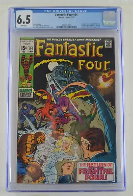 Buy Fantastic Four #94 1/70 CGC 6.5 WHITE Pages 1970 Agatha Harkness 1st Appearance • 100.53£