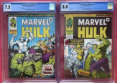 Buy Mighty World Of Marvel #197 CGC 7.5 #198 CGC 8.0 Reprints Hulk 181 1st Wolverine • 995£