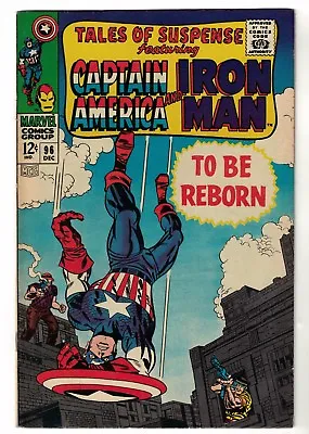 Buy Marvel Comics Tales Of Suspense 96 Captain America Iron Man FN+ 6.5 1967 Reborn • 24.99£