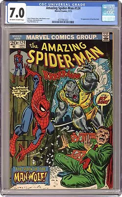 Buy Amazing Spider-Man #124 CGC 7.0 1973 4237981002 1st App. Man-Wolf • 175.89£