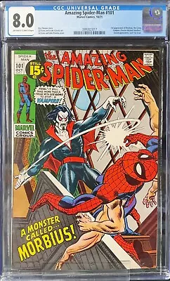 Buy Amazing Spider-Man #101 (1971) CGC 8.0 OW-WHITE Pages KEY 1st Morbius • 567.65£