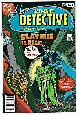 Buy DETECTIVE COMICS No.478 - DC 1978 - 'The Coming Of Clayface III - Very Fine • 35£