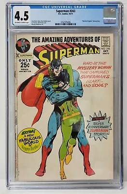 Buy Superman Issue# 243 DC Comics October 1971 CGC Graded 4.5 Comic Book • 91.94£