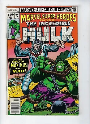 Buy Marvel Super-Heroes # 72 Featuring The Incredible Hulk #118 Reprint July 1978 FN • 2.95£