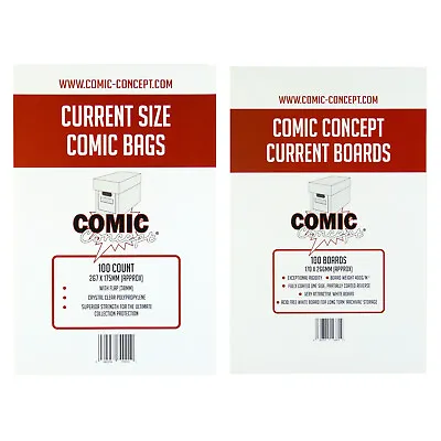 Buy Comic Concept Comic Bags And Backing Boards -- CURRENT Size -- Great Value!! • 4.89£