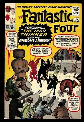 Buy Marvel Comics Fantastic Four 15 6.5 FN/VF 1st Appearance Mad Thinker 1963 • 599.99£
