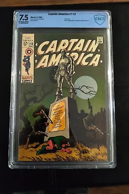 Buy Captain America #113 CBCS 7.5 OW-W 1969 Steranko Classic Cover • 70.78£