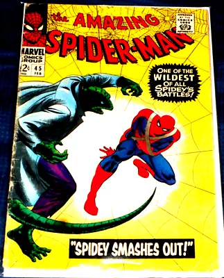 Buy AMAZING - SPIDER-MAN #45 1967 VF+ Cent Copy 3rd Appearance Of Lizard • 40£