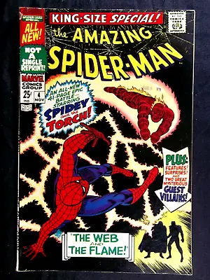 Buy Amazing Spider-man Annual #4 FN 6.0 Torch Vs Spiderman Vintage Marvel 1967 • 119.92£