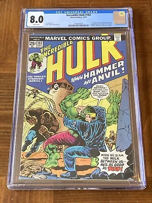 Buy Incredible Hulk 182 CGC 8.0 White (3rd App Wolverine & 1st App Hammer & Anvil) • 241.31£