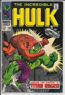 Buy INCREDIBLE HULK #106 --- 1ST APP RED COLONEL & ALEXI! STAN LEE! Marvel! 1968 FN+ • 11.28£