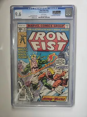 Buy Iron Fist #14 CGC 9.6 QES NM+ White Pages 1st Sabretooth Marvel Comics 1977 • 1,950£