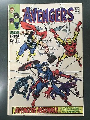 Buy Avengers #58 (Marvel, 1968) 2nd Vision Joins Team John Buscema GD/VG • 29.65£