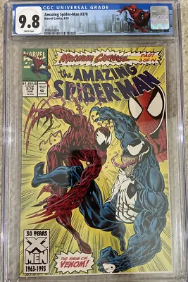 Buy Amazing Spider-Man #378 CGC NM/M 9.8 White Pages Maximum Carnage Part 3 Venom! • 88.38£