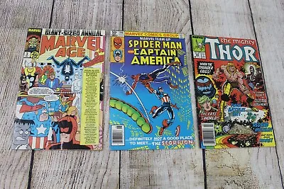 Buy Mixed Lot Of 3 1980s Marvel Comics Thor 389 Team-Up 106 Age Annual 3 *Low Grade* • 3.85£