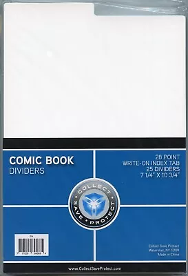 Buy 25 NEW CSP Acid Free White Tab Comic Book Tall Dividers For Comic Boxes 11.25  • 16.60£