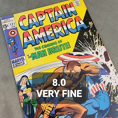 Buy #121 CAPTAIN AMERICA Marvel Comics 1970 1st Man-Brute Gene Colan Art Key Issue • 27.27£