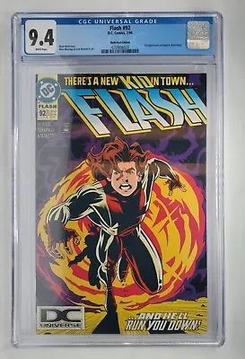 Buy Flash #92 DC 1994 CGC 9.4 Rare DC Universe Logo Variant 1st Appearance Impulse!! • 78.83£