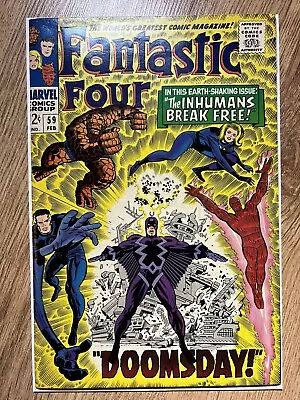 Buy Fantastic Four #59 (1967) Doctor Doom, Silver Surfer & Inhumans Appearance! FN- • 40£