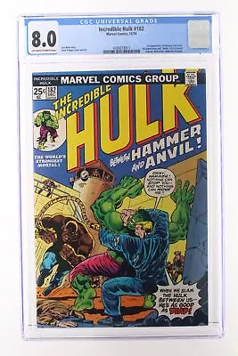 Buy Incredible Hulk #182 - Marvel Comics 1974 CGC 8.0 1st Appearance Of Hammer And A • 237.51£