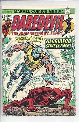 Buy Daredevil #113 VF+(6.5) 1974 -Romita Gladiator Cover -👿 1st Deaths-Stalker👿 • 11.86£