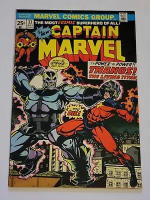 Buy Captain Marvel #33 - Origin Thanos - MVS Intact - 1974 -  Nice Book See Photos • 39.53£