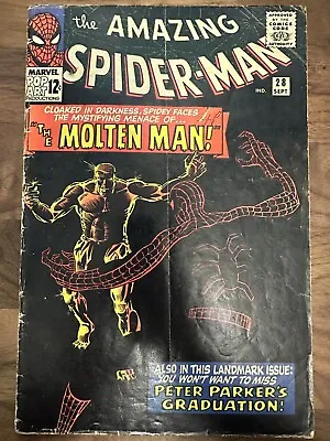 Buy The Amazing Spider-man #28 ***intro & Origin Molten Man Scarce*** (grade Vg/fn) • 306.95£