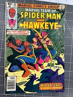 Buy Marvel Team-Up 92 Spider-Man And Hawkeye Mister Fear 1980 Fine • 1.94£