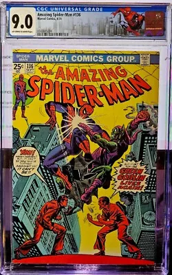 Buy AMAZING SPIDER-MAN #136 CGC 9.0 Custom Label 1ST Harry Osborn As GREEN GOBLIN • 167.89£