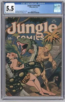 Buy Jungle Comics #49 CGC 5.5 (Fiction House, 1/44) Joe Doolin Giant Snake Cover • 683.60£