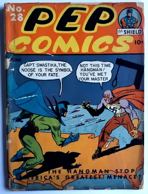 Buy Pep Comics #28 Fr/gd Mlj 1942 Captain Swastika Nazi Wwii Villian. Early Archie • 1,758.94£