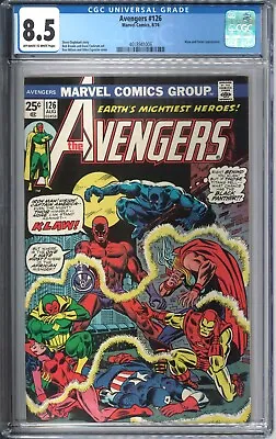 Buy Avengers #126 CGC 8.5 VF+ OWW 1974 Marvel Comics Klaw Solarr Iron Man MCU • 39.42£