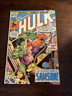 Buy INCREDIBLE HULK #193 Classic Hulk Vs Doc Samson Battle 1975 Marvel Comics • 15.89£