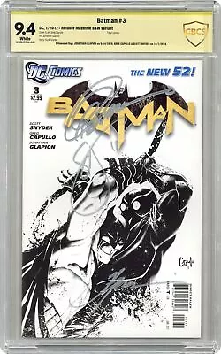 Buy Batman #3C Capullo B&W 1:200 Variant CBCS 9.4 SS Glapion/ Capullo/ Snyder 2012 • 208.91£