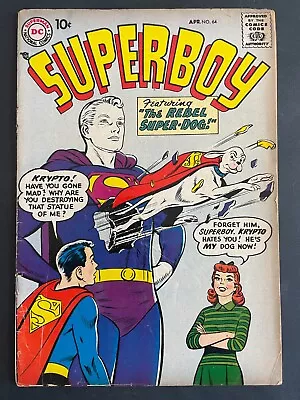 Buy Superboy #64 - Rebel Super-Dog DC 1958 Superman Comics • 60.29£