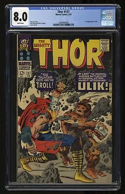 Buy Thor #137 CGC VF 8.0 White Pages 1st Appearance Ulik! Tales Of Asgard! • 152.01£