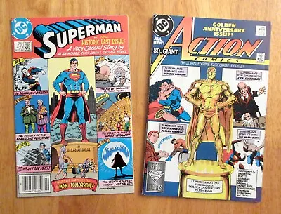 Buy Lot Of 2 KEY SUPERMAN: #423 *Last Issue! Newsstand!* +ACTION #600 Anniv Issue VF • 7.90£