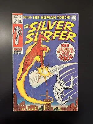 Buy Silver Surfer #15 Bronze Age Human Torch Battle Cover Marvel Comics 1970 • 23.79£