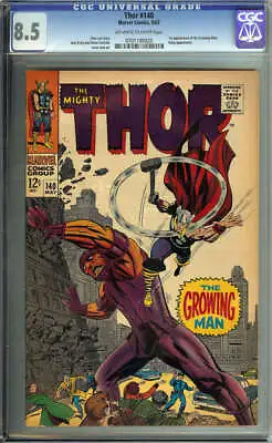 Buy Thor #140 Cgc 8.5 Ow/wh Pages // 1st Appearance Of Growing Man Marvel 1967 • 263.84£