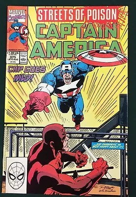 Buy CAPTAIN AMERICA #375 (1990) Marvel Comics DAREDEVIL VG+ • 10.45£